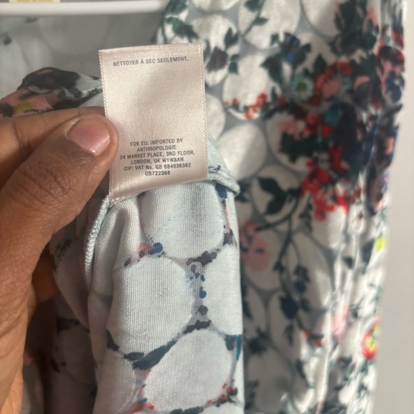 Anthropologie Maeve Blouse Silk Burnout Oversized Floral Wrap Boho Romantic L - Picture 5 of 7